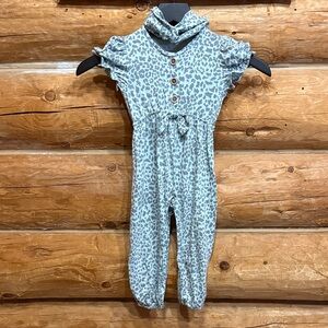 Jessica Simpson Leopard Print Baby Jumpsuit with Ruffle Sleeves 24M